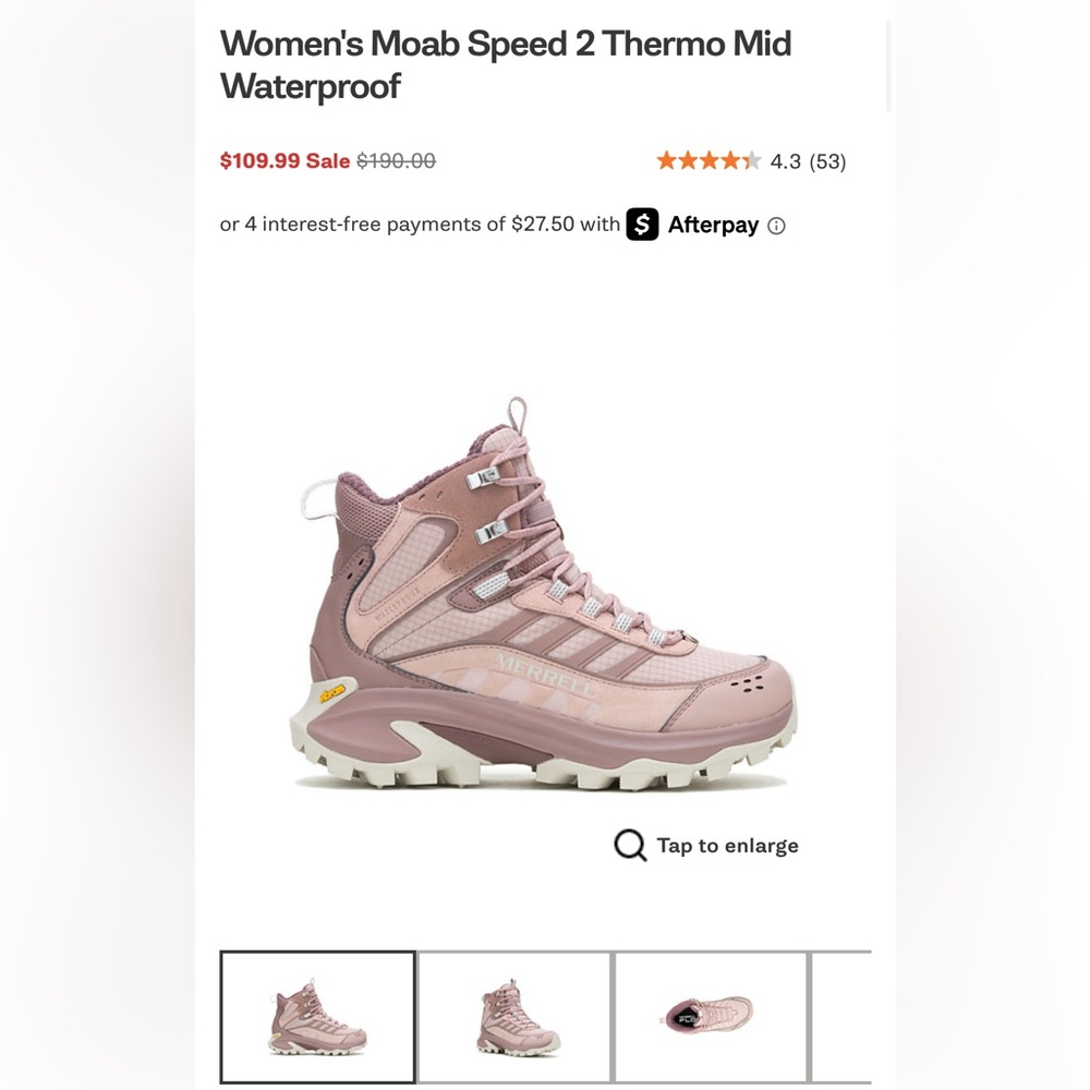 Merrell Women's Mauve Moab Speed 2 Thermo waterproof hiking boots